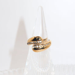 COURTNEY - 18K PVD Gold Plated Wrapped with CZ Stones Ring - Mixed Metals