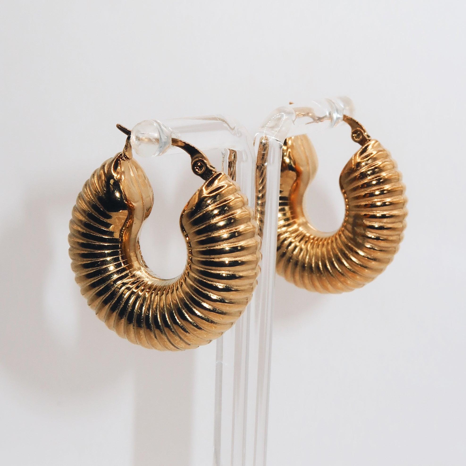 YASMINE - 18K PVD Gold Plated Chunky Hoop Earrings - Mixed Metals