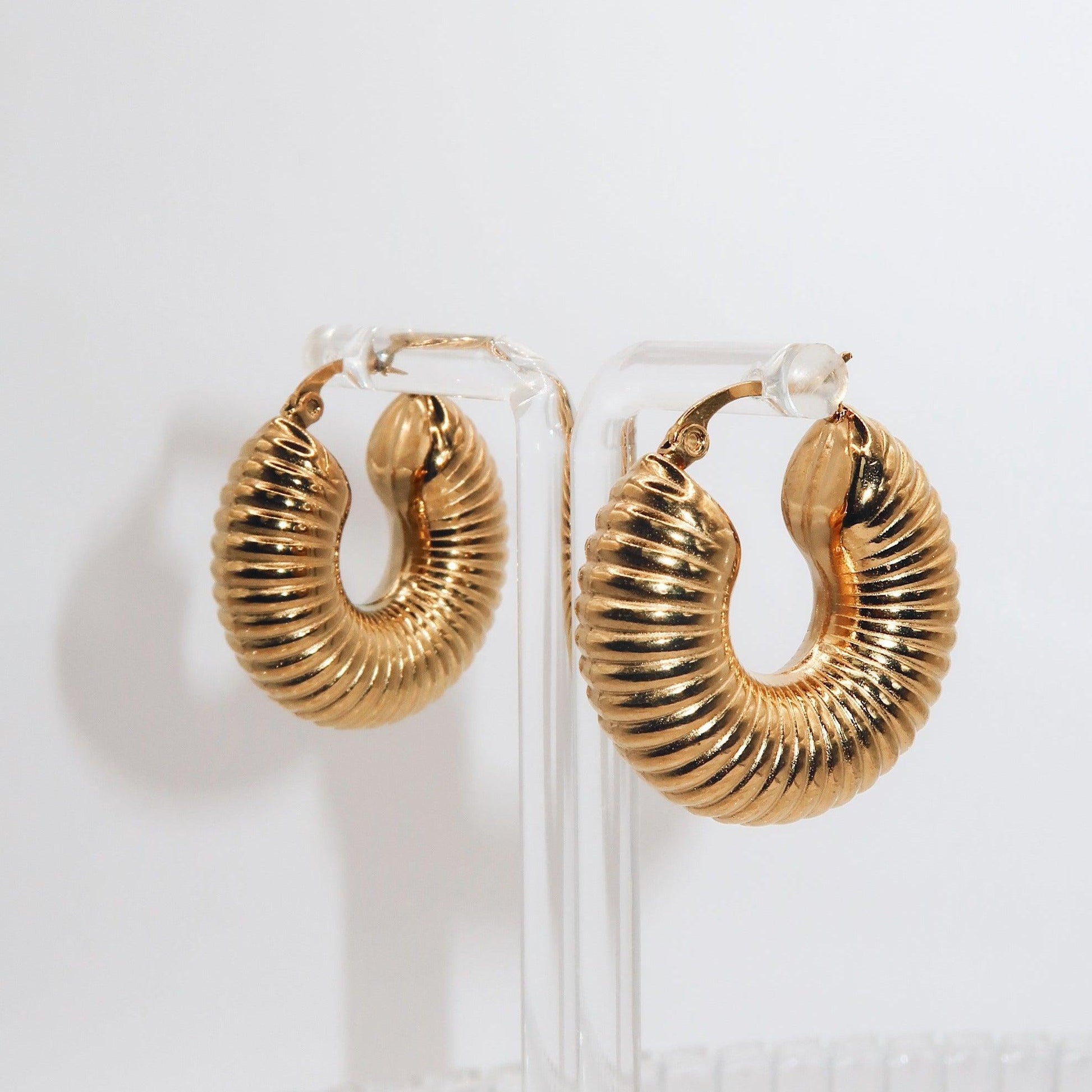 YASMINE - 18K PVD Gold Plated Chunky Hoop Earrings - Mixed Metals