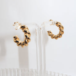 JULISA - 18K PVD Gold Plated Small Twisted Earrings - Mixed Metals