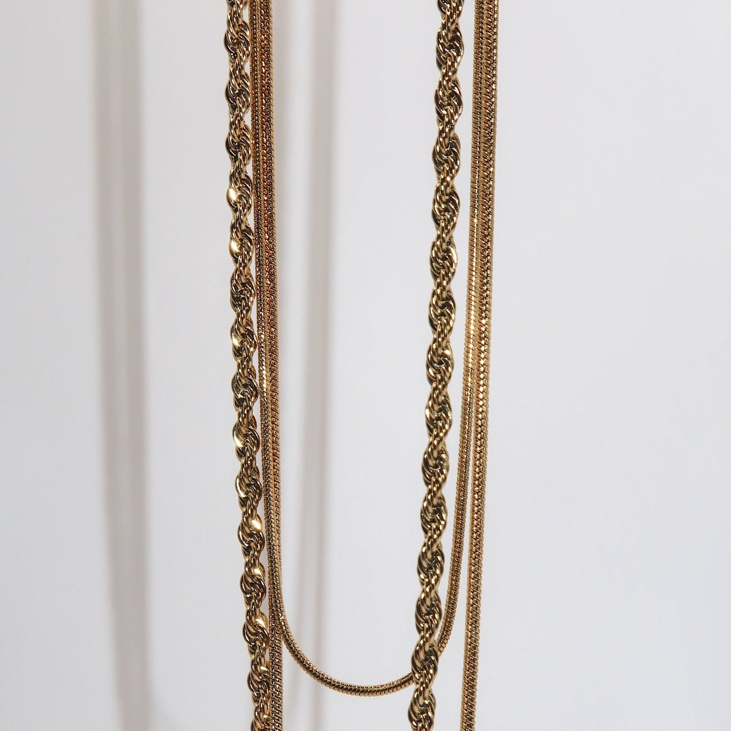 IRENE - 18K PVD Gold Plated Triple Layered Necklace - Mixed Metals