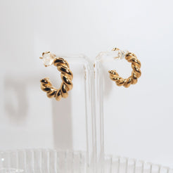 JULISA - 18K PVD Gold Plated Small Twisted Earrings - Mixed Metals