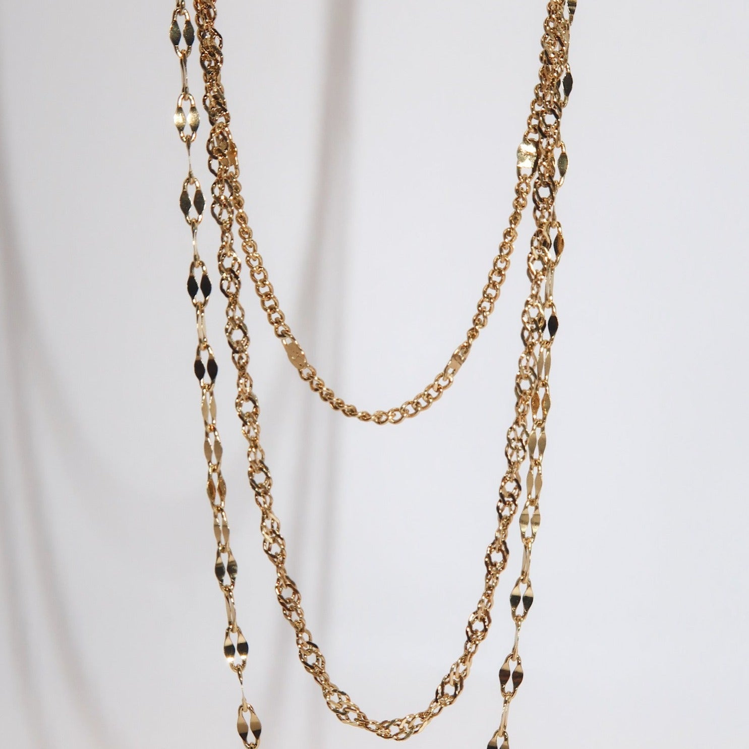 CARISSA - 18K PVD Gold Plated Triple Layered Necklace - Mixed Metals