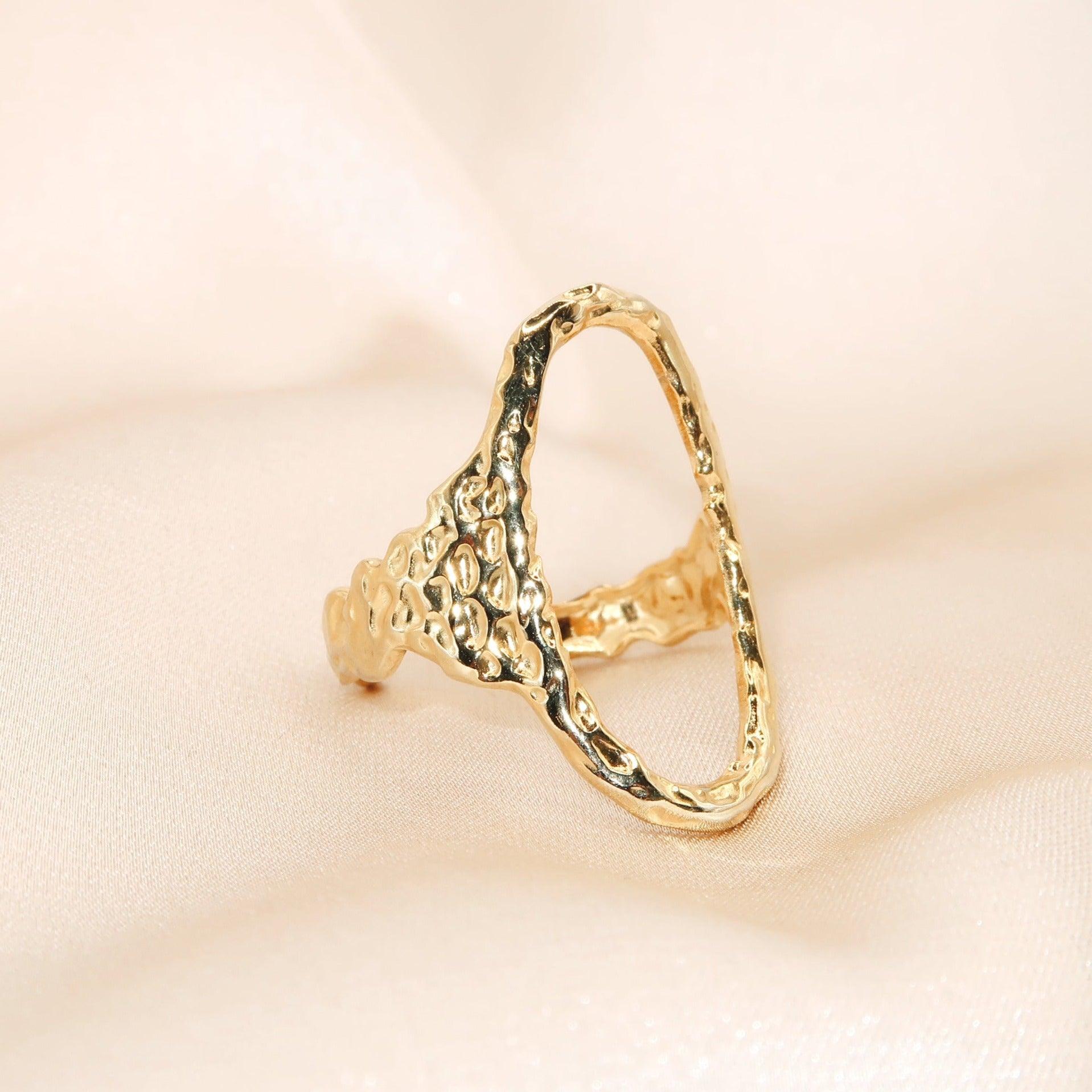 WILLOW - 18K PVD Gold Plated Hollow Oval Shaped Ring - Mixed Metals