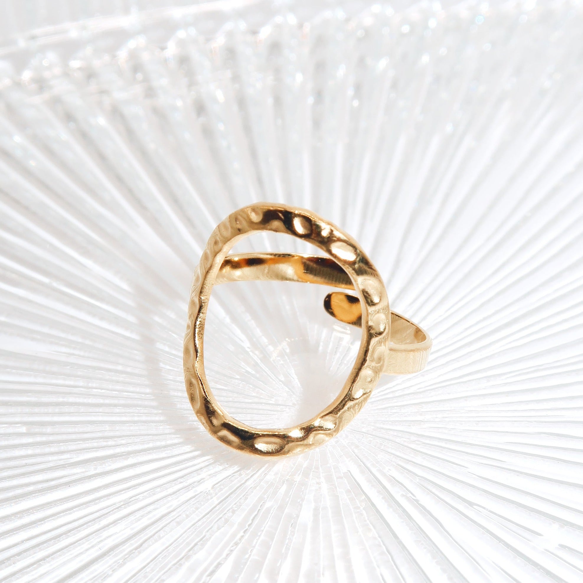 WINNIE - 18K PVD Gold Plated Hollow Circular Shaped Ring - Mixed Metals