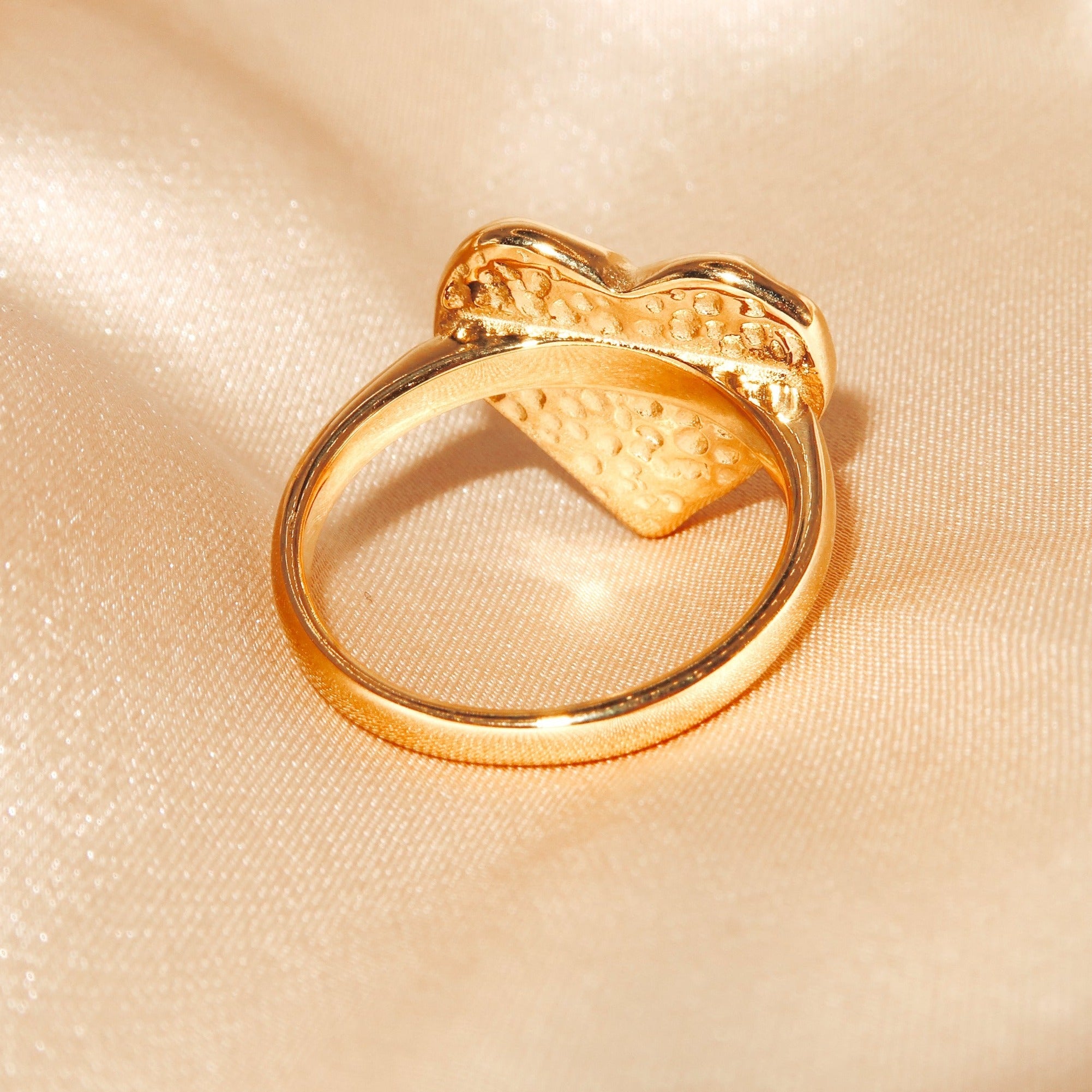 EMILY - 18K PVD Gold Plated Solid Heart Shaped Ring - Mixed Metals