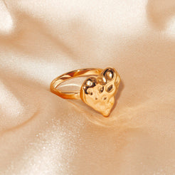 EMILY - 18K PVD Gold Plated Solid Heart Shaped Ring - Mixed Metals