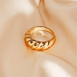 KARAH - 18K PVD Gold Plated Croissant Shaped Ring - Mixed Metals